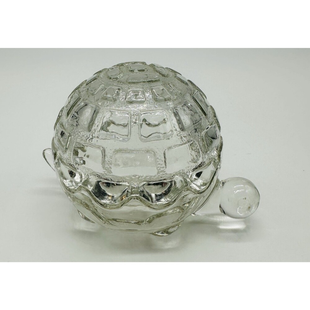 Anchor Hocking Turtle Covered Trinket Box Clear Glass Dish Jewelry Vintage USA - Picture 6 of 16